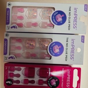 Kiss USA Impress Pedi Nail Lot 4 boxes Total - Glueless